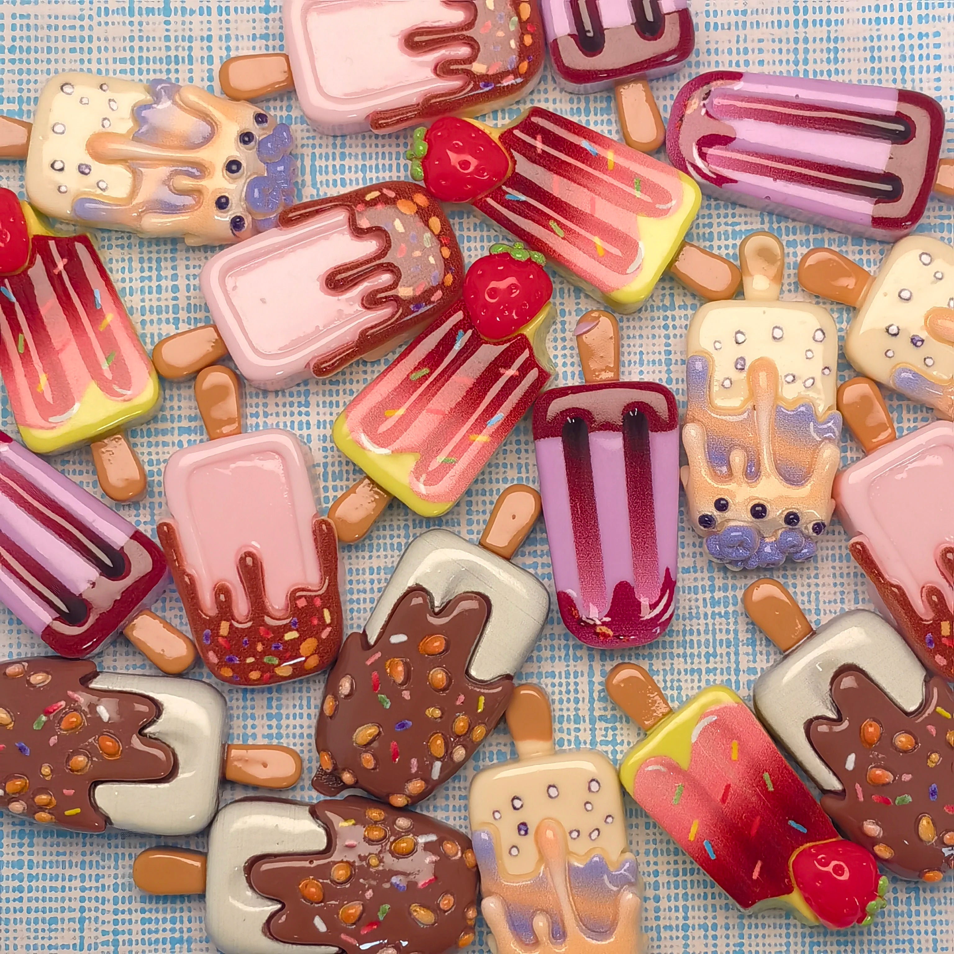 100Pcs Summer Favorite Chocolate Ice Cream Flatback Resin Cabochon Scrapbooking Decor DIY Doll House Food Embellishments