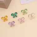Trendy Personality INS Stud Earrings Elegant 925 Silver Needle Glass Butterfly Crystal Earrings for Women Girls