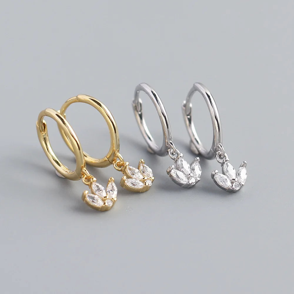925 Sterling Silver Marquise Horse Eye Shape Crystal Zircon Pendant Drop Earrings for Women 18K Gold Plated Earrings