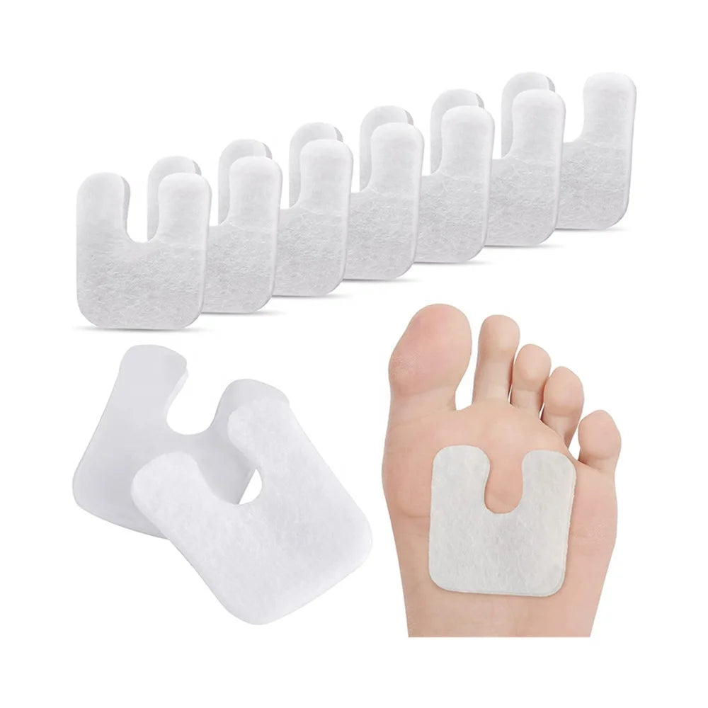 48 Pieces White Metatarsal Foot Pads U-Shaped Forefoot Support Felt Callus Pads with Self-Adhesive Backing for Pain Relief