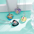 Wholesale Dainty Love Heart Pendant Necklace Trendy Epoxy Resin Flower Necklace with Link Chain for Women