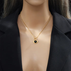 Simple New Non Tarnish 316L Stainless Steel Heart Pendant Necklace 18k Pvd Gold Plated Necklace Women