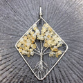 HZ Factory Directly Wholesale Natural Citrine Chips Tree of Life Necklace Leather Chain Tree Pendant Palm Tree Necklace