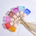 Wholesale Customized Colorful 10ml Empty Perfume Oil Bottle Air Freshener Hanging Square Glass Bottle