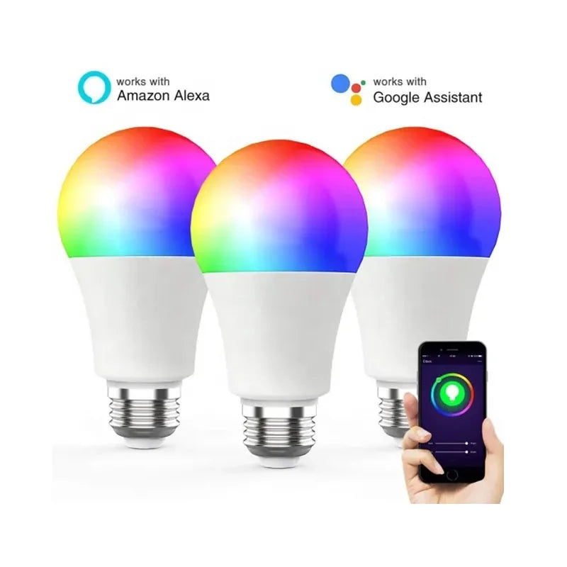 WiFi RGB Smart LED Bulb E26 E27 Color Changing Dimmable Lamp Voice Control Smart Home Light