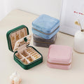 Wholesale Luxury Custom Travel Square Velvet Bracelet Necklace Ring Earring Jewelry Box Organizer with Mirror