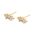 Wholesale 925 Sterling Silver Geometric Earrings Jewelry Gold Plated Marquise Cut Zircon Stud Earrings for Girls