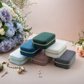 Hot Custom Logo Velvet Small Square Gift Case Travel Jewellery Organizer Necklace Ring Earring Jewelry Storage Box