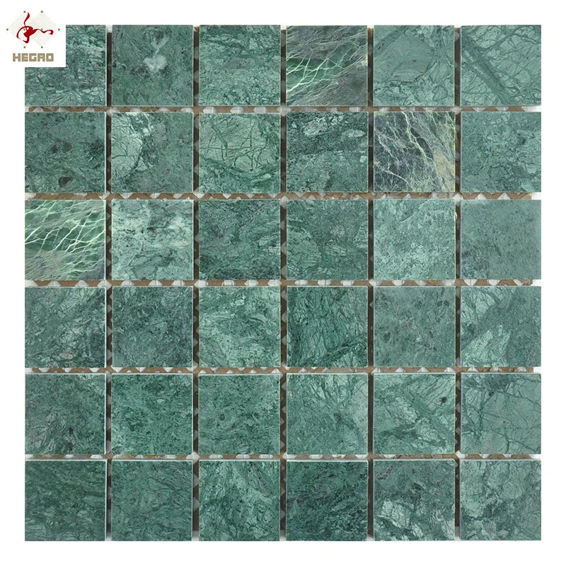 Luxury Indian Green Marble Stone Mosaic Polished Surface 7MM Thickness High Quality Modern Design High Safety for Hotel