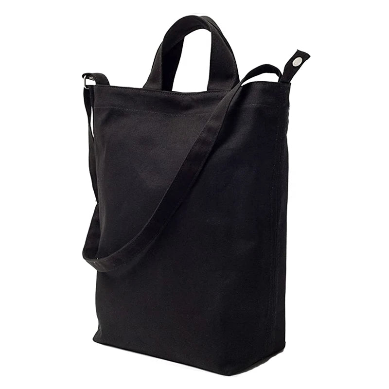 Custom Design & Logo Canvas Outdoors Traveling Shoulder Bag Cotton Tote Zipper Bag With Snap