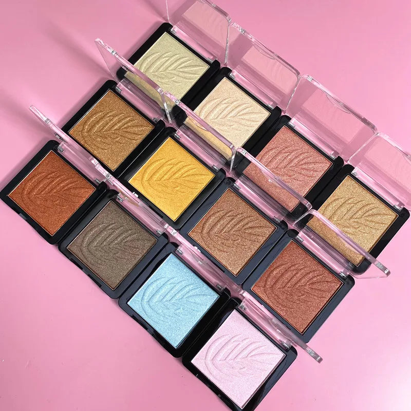 Custom High Pigment Pressed Powder 12 Colors Highlighter Makeup Private Label Bronzer & Highlighter Your Own Brand