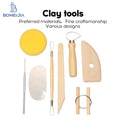 BOMEIJIA 8PCS Clay Sculpting Tool Wooden Handle Pottery Carving Tool Kit Essential Ceramic Clay Tools for Beginner