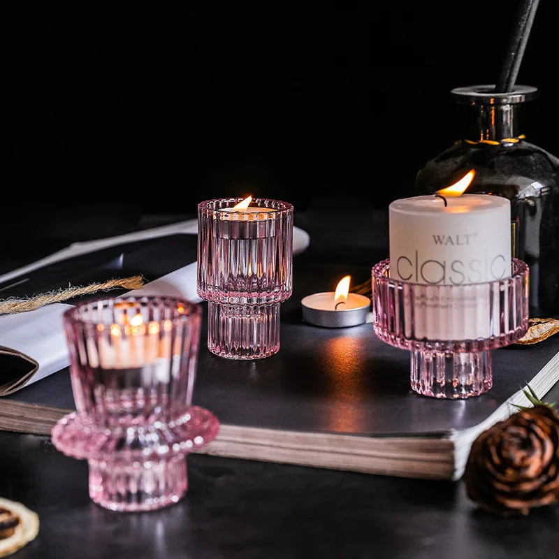 New Crystal Glass Candlestick Rod Wax Tea Dual Use Aromatherapy Glass Wax Table Decoration Wholesale