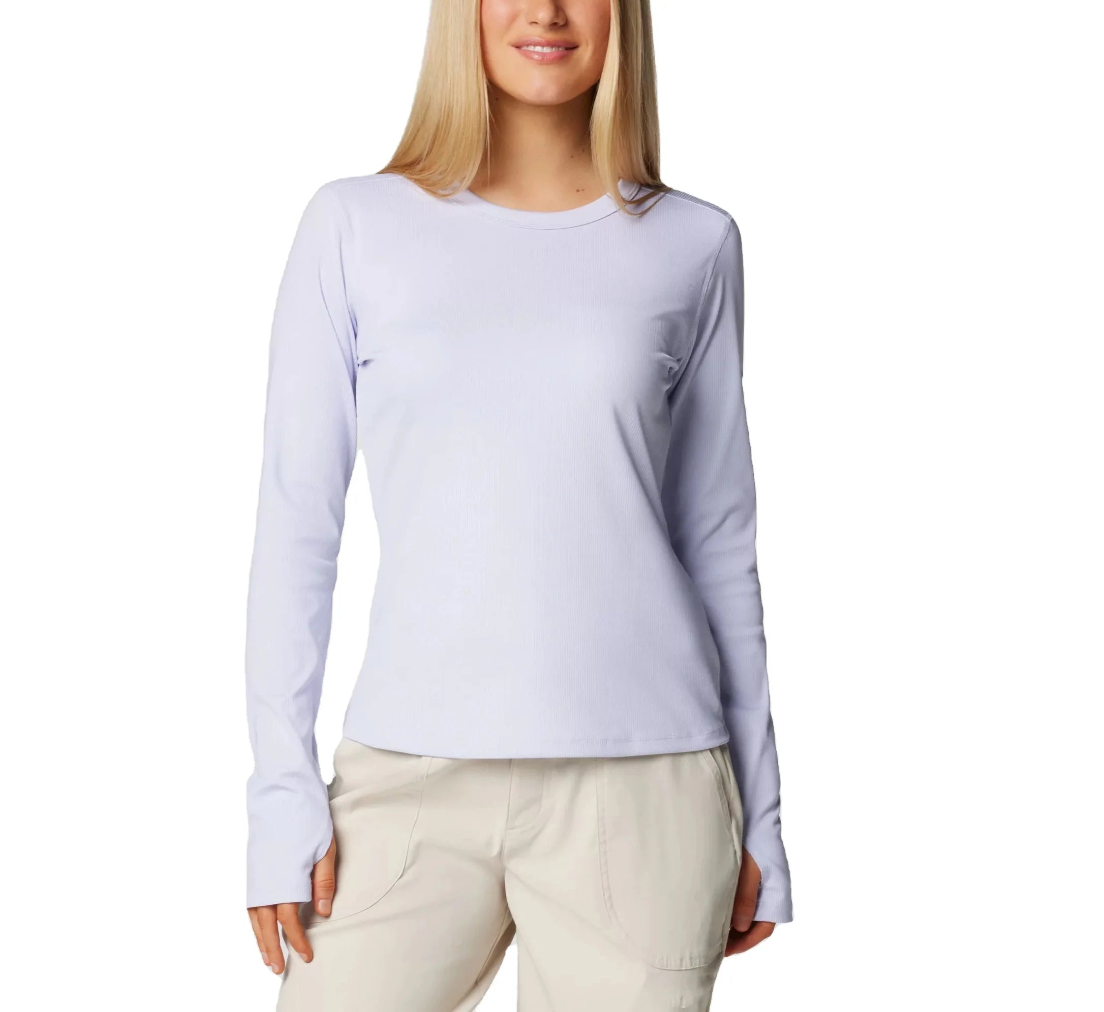 Women's Comfortable Knit Crew Neck Long Sleeve Shirts Solid Color Stretch Shirts