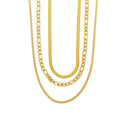 High Quality Herringbone Snake Chain Three Layered Necklace 18K Gold Plated Stainless Steel Figaro Chains Necklaces YF3424