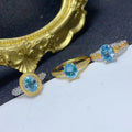 Factory Supply Classical 925 Sterling Silver 18K Gold Plated Oval Cut Natural Apatite Rings for Women for Weddings and Parties