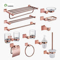 Homedec Modern Luxury Rose Gold Stainless Steel Over Eight-Piece Eco-Friendly Metal Wall Bathroom Accessories Set