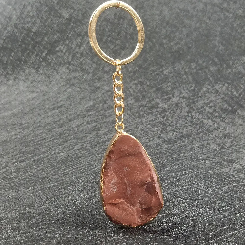 HZ Good Supply Crystal Agate Original Stone love Water Drop Key Chain Pendant Chain