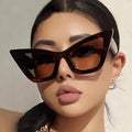 Women's Fashion UV400 Cat Eye Sunglasses New Large Frame Stoned Glasses