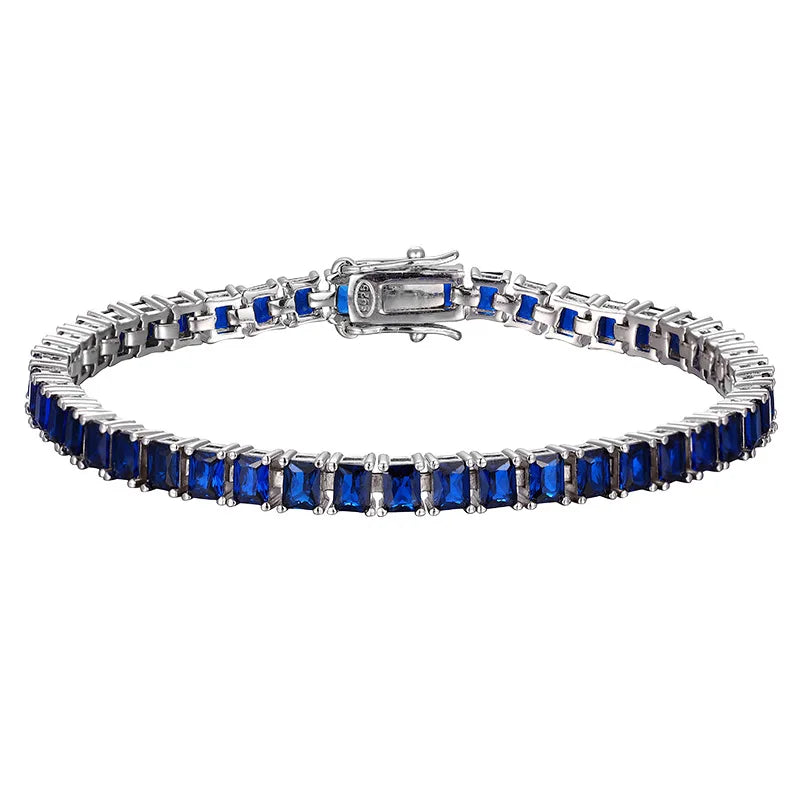 Delicate 925 Silver Synthetic Blue Spinel Gemstone Tennis Bracelet Cute Bracelets for Girls