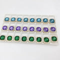 Square Crystal Buckle Sewn on Flat Back Glass Stone for Clothing Rhinestones Gold Background and Color Matching