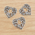 5pcs 32x31mm Antique Silver Plated Heart Flower Handmade Charms Pendant:DIY Jewelry Making Findings for Bracelet Necklace