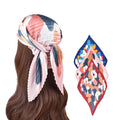 MIO Summer New Flower Pattern Printed Square Head Scarf Elegant Pleated Scarf Fashion Designer Head Scarf for Women