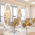 Portable Modern Design Double Sided Mirror Station Lighted Barber Unit with Irregular Styling Glass Material