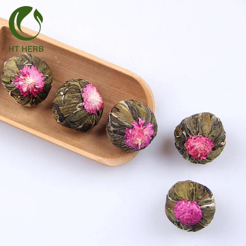 2025 Hot Selling Handmade Flower Dried Green Jasmine Marigold Blooming Tea Ball