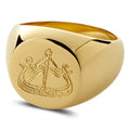 High Quality Hard-Wearing Stainless Steel Engraved Viking Drakkar Boat Statement Signet Ring for Men