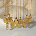18K Gold  Plated Crystal Pave Moon Star Pendant Crescent Zircon Necklaces Stainless Steel Necklace