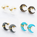 925 Sterling Silver Crescent Moon Natural Pearl Shell Fashion Jewelry Big Earrings 2022
