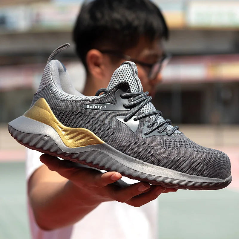 Lightweight Fly Woven Upper Anti Smash Anti Piercing Wear Resistant Non Slip Soft Bottom Breathable Safety Shoes MegaBDM