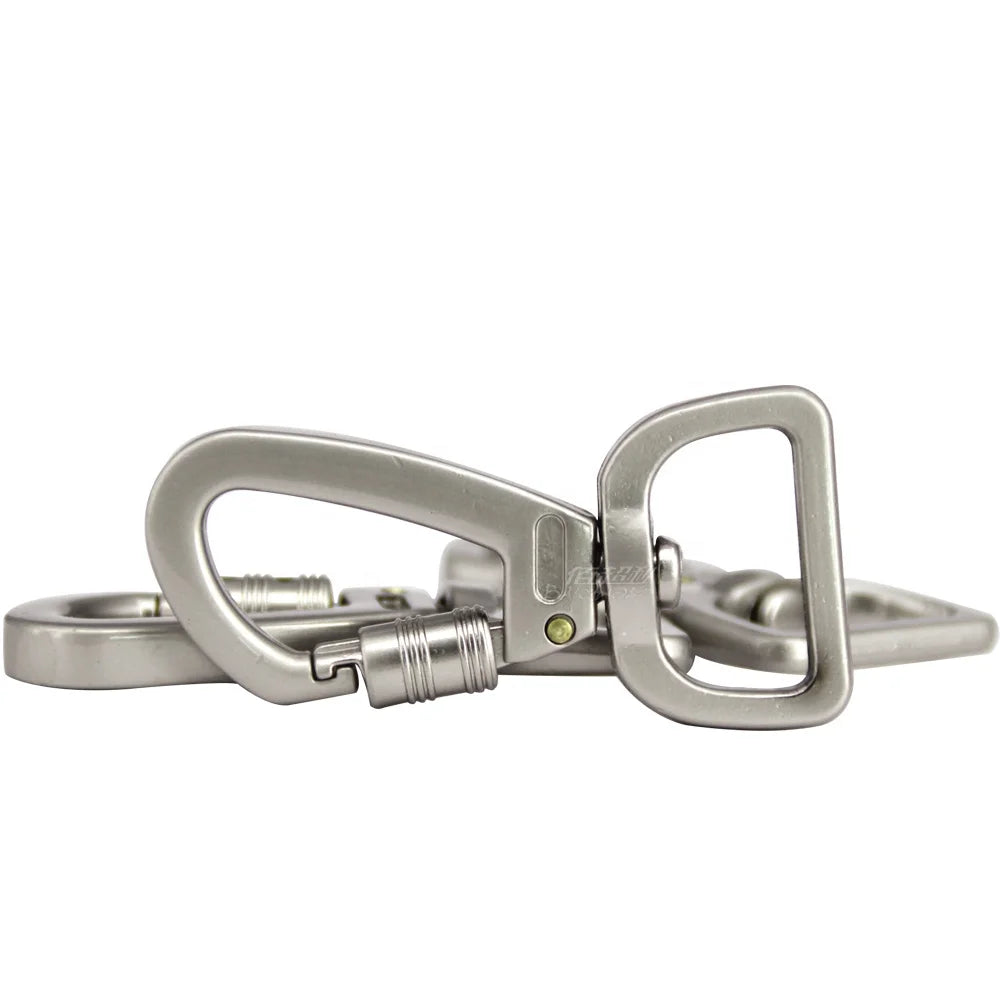 2.5/1IN Hot Wholesale Snap Key Chain Hook Handbag Locking Lanyard Dog Leash Zinc Alloy Nickel Plated Swivel Carabiner for Mining
