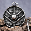 Ready to Ship Norse Nordic Mythology Steel Jewelry Stainless Steel Vintage Viking Shield Pendant Necklace for Men Women
