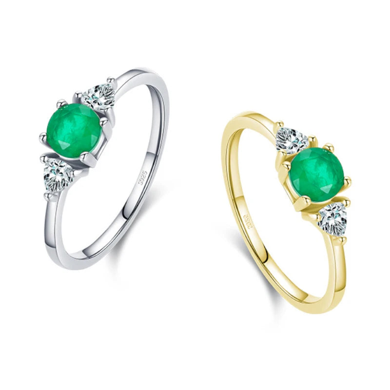 High Quality Trendy 925 Sterling Silver Gold & Rhodium Plated Emerald Color Zircon Eternity Engagement Wedding Ring