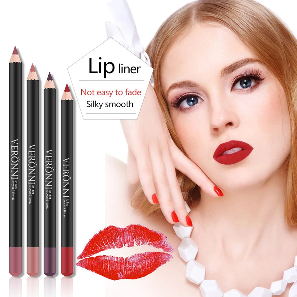 Wholesale 12 Colors Beauty Long Lasting Matte Smoothly Lipliner Pencil Waterproof Lip Liner Pen Makeup for Women Lipstick Liner