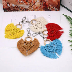 Hot Sale Bag Purse Wallet Charm Cute Handcrafted Accessories Tassel Cotton Mini Tassel Key Chain Bohemian Macrame Keychain