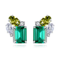 Daidan Earrings Women Luxury Green Fine Jewelry Rhodium Emerald Green Zircon 925 Silver Leaf Earrings