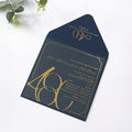 Clear Acrylic Wedding Invitation Royal Dark Blue Envelope Gold Foil Address Event Invitation