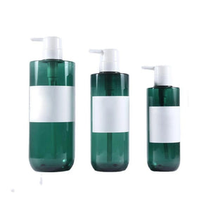Hot Sale 300 500 800ml Mint Green Round Custom logo Plastic Lotion Hair Conditioner Shampoo Body Wash Bottle with White Pump