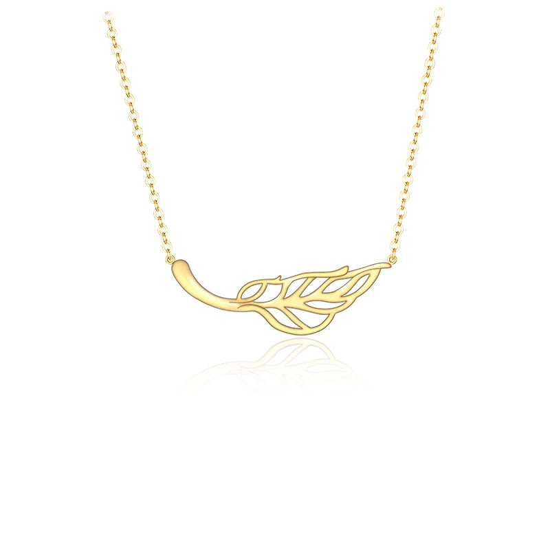 Factory Price New Custom Sterling Silver Jewellery 925 Simple Leaf Necklace for Women