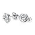 Fashion Jewelry Small Round 8mm Cubic Zirconia Cz Mens Women Girls Silver Stainless Steel Stud Earrings