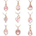 S925 Silver Plating Rose Cat Eye Crystal Stone Pendant Necklace for Women Gemstone Fashion Jewelry