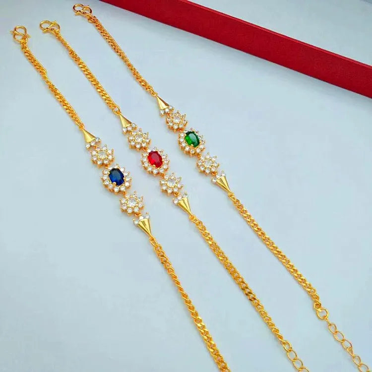 Gold Plated Bracelet With Diamonds and Gems Bracelet With Micro Gems Exquisite Craftsmanship Gold Plated Ladies Jewelry
