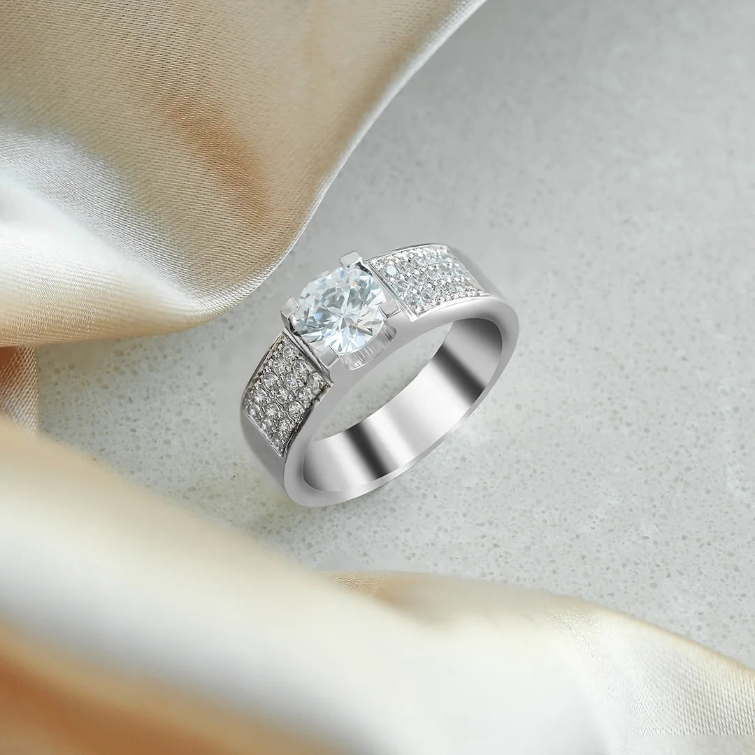 Anillos De Boda Rings Men Dubai Gold Rings Mens CZ Silver Engagement Ring