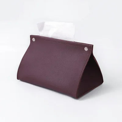 Custom Vintage Folding Fake Leather Tissue Storage Box Practical Durable Multi-functional Desktop Napkin Paper Holder Container