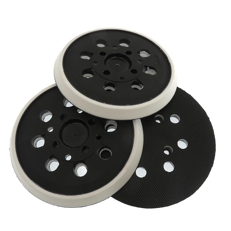 5Inch 8 Holes White Hook and Loop Sanding Disc Backing Pad with 4 Bolts Abrasive Pads PU Backing Pad for Surface Grinding