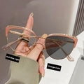 DOISYER Fashionable New Color-Changing Anti-Blue Glasses Women Cat's Eye Frame Metal Material Photochromic Glasses