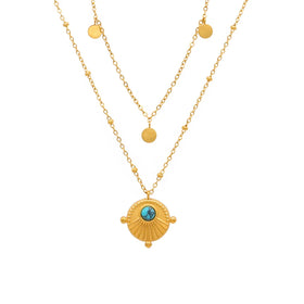 Chris April New Arrival 316L Stainless Steel Bohemian Multi Layer Satellite Chain Necklace for Women